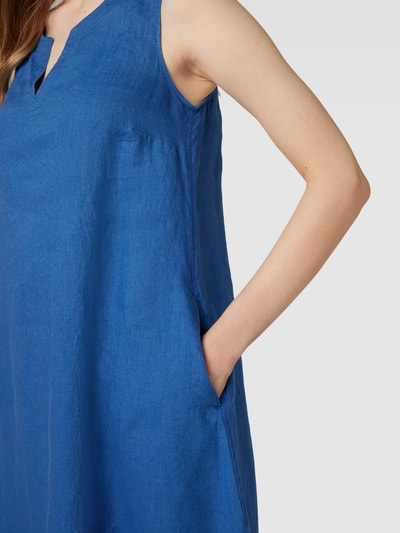 ROBE LÉGÈRE Linnen jurk met V-hals Koningsblauw - 3
