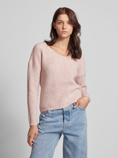 QS Gebreide pullover met V-hals Roze - 4