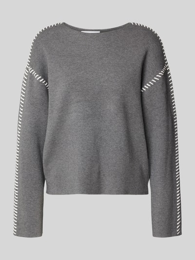 YAS Gebreide pullover met ronde hals, model 'STITCHA' Middengrijs - 2