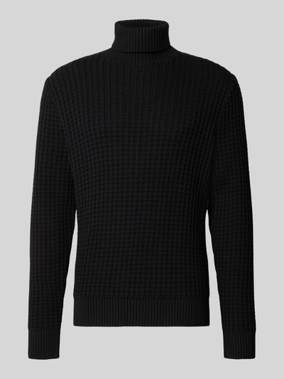 SELECTED HOMME Regular Fit Rollkragenpullover in Waffel-Struktur Modell 'TOM' Black 2