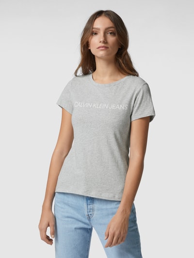 Calvin Klein Jeans T-shirt met logoprint Lichtgrijs gemêleerd - 4