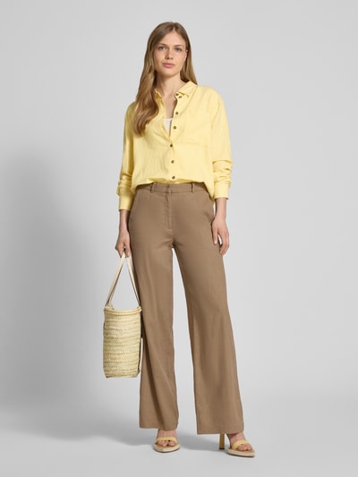 FREE/QUENT Relaxed Fit Leinenbluse mit Brusttasche Modell 'Lava' Hellgelb 1