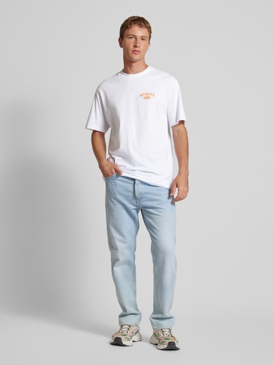 ONLY & SONS T-Shirt mit geripptem Rundhalsausschnitt Modell 'SPRITZ' Weiss 1