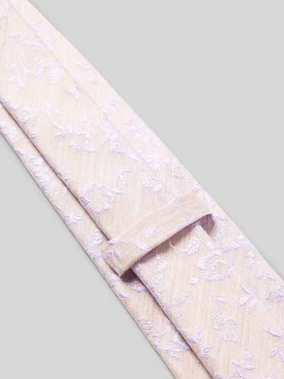 Produktfoto, Krawatte aus Seiden-Mix mit floralem Allover-Stitching von OLYMP, beżowy odcień, faktura z wzorem, Szerokość w rozmiarze 7 cm