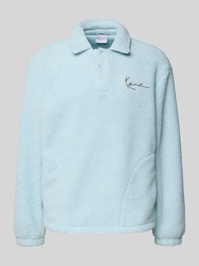 KARL KANI Fleecepullover met platte kraag en knoopsluiting Lichtblauw - 2