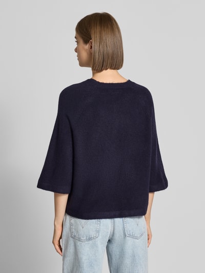 ONLY sweter o kroju regular fit z rękawami o dł. 3/4 model 'SIMONI' Granatowy melanż 5