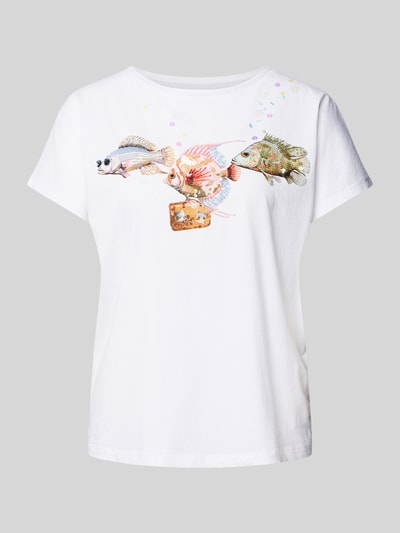 Marc Cain T-shirt met pailletten Wit - 2