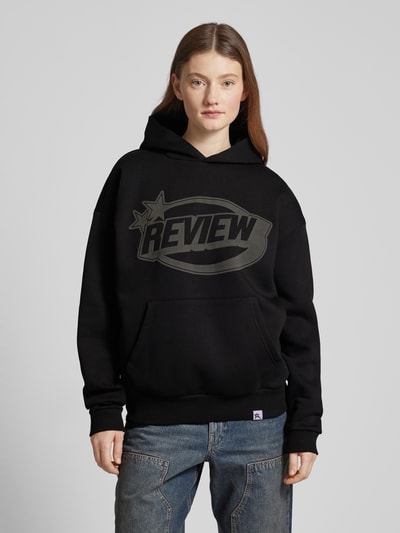 Review Hoodie met labelprint Zwart - 4