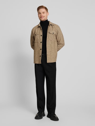 SELECTED HOMME Overshirt mit Strukturmuster Modell 'BOXY-MASONBOUCLE' Sand 1