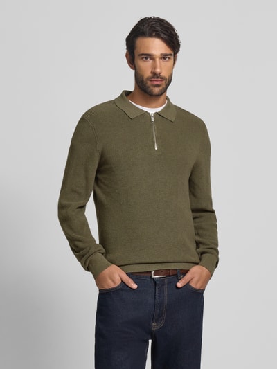 MCNEAL Strickpullover mit Reverskragen Oliv Melange 4