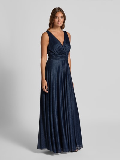 Christian Berg Cocktail Abendkleid mit Taillenband Marine Melange 1
