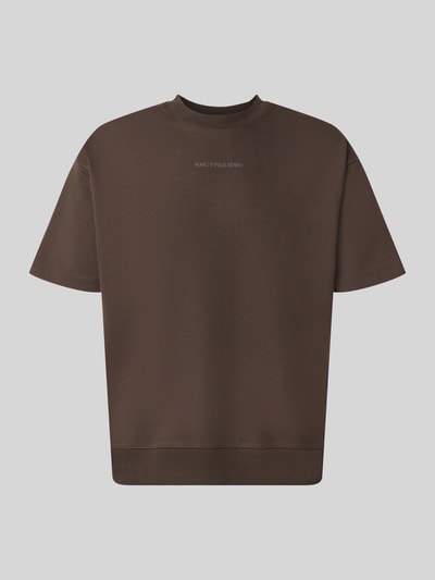 Produktfoto, Boxy Fit Shirt aus Baumwoll-Mix von Marc O'Polo DENIM, dunkelbraun, lockerer Schnitt, glatte Textur, auf hellem Hintergrund.