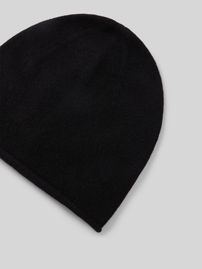Produktfoto, Beanie aus reinem Kaschmir von Christian Berg Men, czarny kolor, Zrolowany brzeg, Imitacja dzianiny, Fakturowany wzór