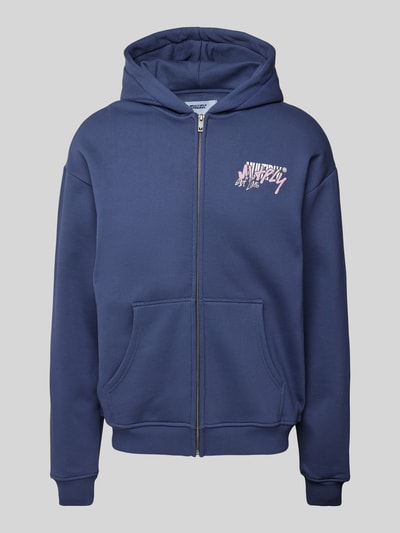 Multiply Apparel Oversized sweatjack met labelprint Donkerblauw - 2