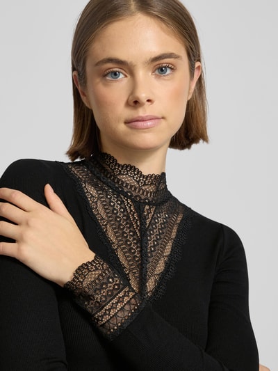 Only Bluzka z długim rękawem o kroju slim fit z mieszanki wiskozy model ‘TILDE’ Czarny 3