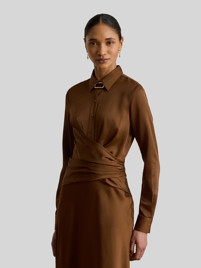 Lauren Ralph Lauren Avondjurk met plooien in de taille Lichtbruin - 1