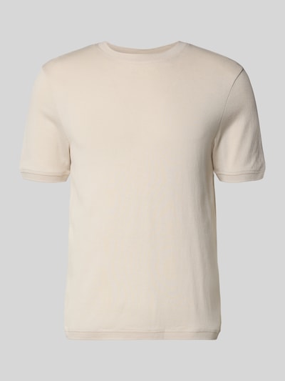 Produktfoto, Regular Fit T-Shirt mit Rundhalsausschnitt Modell 'Badi' von CINQUE aus reiner Baumwolle, beige Farbe, glatte Textur