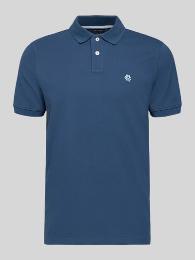 Produktfoto, Slim Fit Poloshirt mit Logo-Stitching von MCNEAL aus reiner Baumwolle in Dunkelblau mit Polokragen, klassische Frontansicht