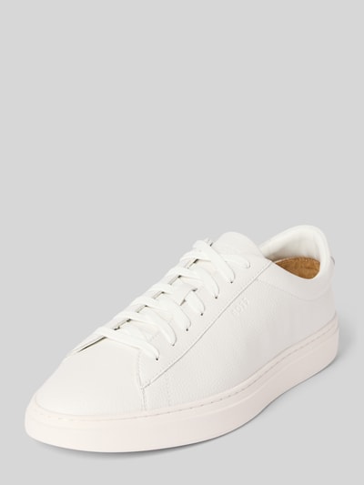 BOSS Low Top Sneaker aus genarbtem Rindsleder Weiss 1