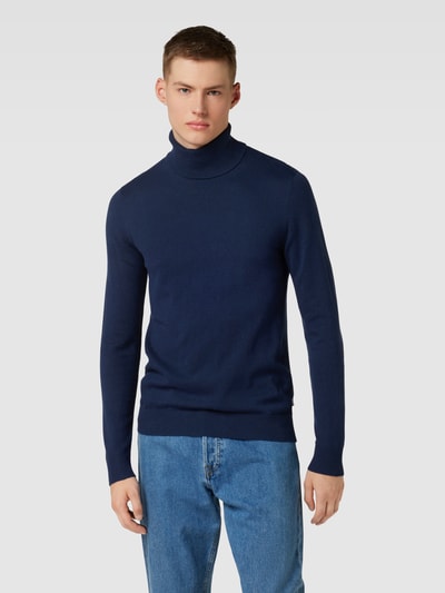 Jack & Jones Sweter z wywijanym kołnierzem z efektem melanżu model ‘EMIL’ Ciemnoniebieski 4