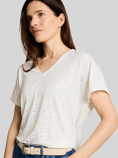 Tom Tailor Loose Fit T-Shirt mit Lochmuster Offwhite 3