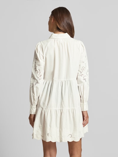 YAS Knielanges Hemdblusenkleid mit Lochstickerei Modell 'Zimia' Weiss 5