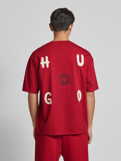 Hugo Blue Oversized T-shirt met labelprint, model 'Nimayliti' Rood - 5