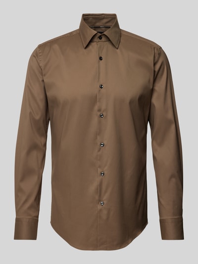 BOSS Slim Fit Business-Hemd mit Kentkragen Modell 'Hank' Taupe 2