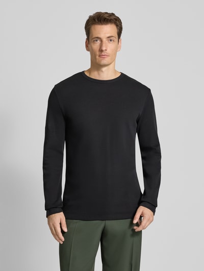 Lindbergh Shirt met lange mouwen, ronde hals en labeldetail Zwart - 4