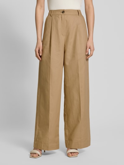 JAKE*S STUDIO WOMAN Wide Leg Bundfaltenhose aus Baumwoll-Leinen-Mix Mud 4