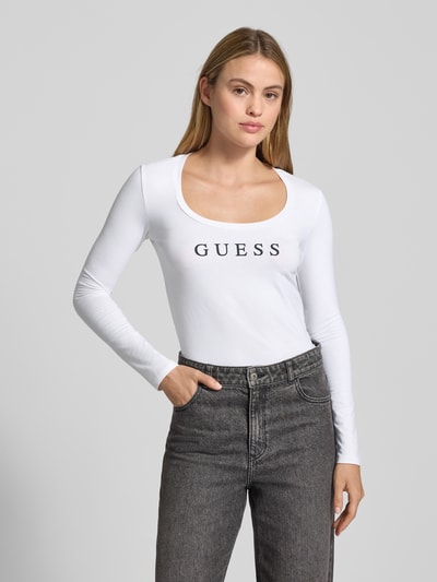 Guess Shirt met lange mouwen, labelprint en ronde hals Wit - 4