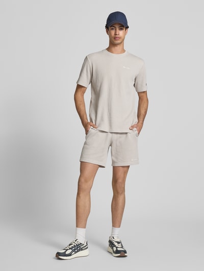 Champion T-Shirt mit Strukturmuster und Label-Stitchings Beige 1