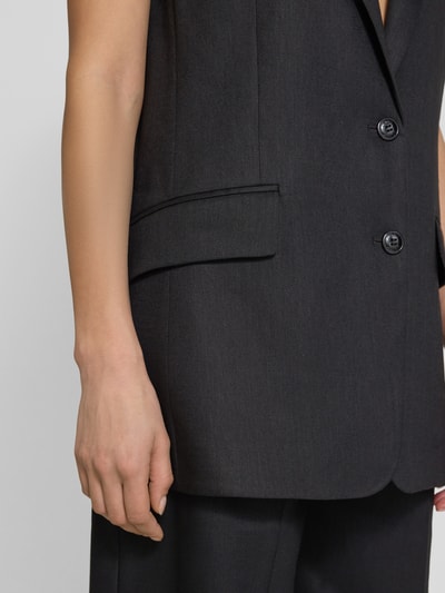 HUGO Linnen gilet met reverskraag, model 'Amise' Zwart - 3