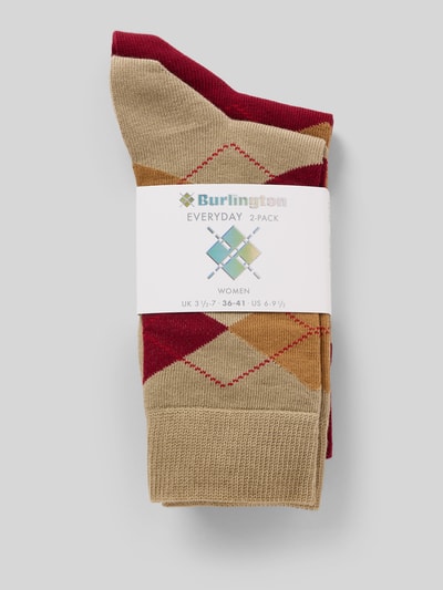 Burlington Sokken met argyle-stitching in een set van 2 paar Bordeaux - 3