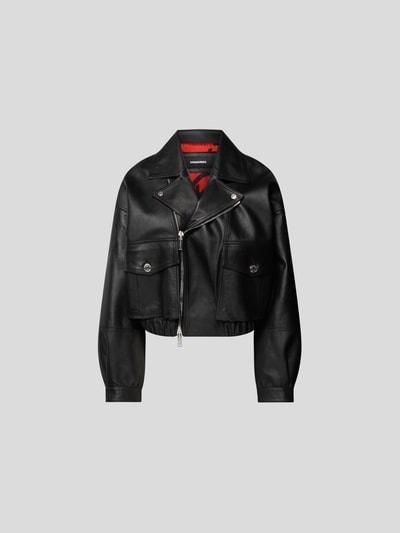 Dsquared2 Cropped Bikerjacke aus reinem Leder Black 2