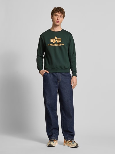 Alpha Industries Regular Fit Sweatshirt mit Logo-Print Petrol 1