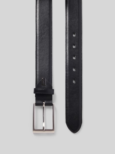 Produktfoto, Ledergürtel mit Dornschließe und Label-Detail von Lloyd Men's Belts, czarne, prawdziwa skóra, klasyczny, szerokość 125 cm