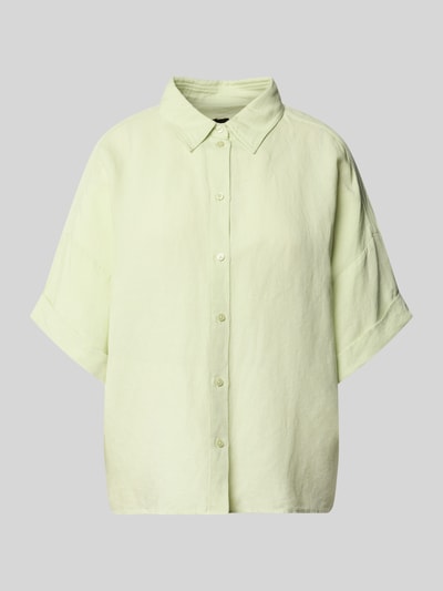 Produktfoto, Regular Fit Bluse aus Leinen-Viskose-Mix Modell 'BISENAS' von BOSS Orange, Optik: Unifarben, kurze Ärmel, glatte Textur.