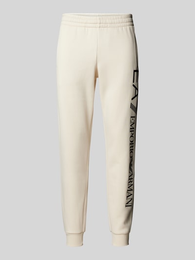 EA7 Emporio Armani Regular Fit Sweatpants mit elastischem Bund Offwhite 1