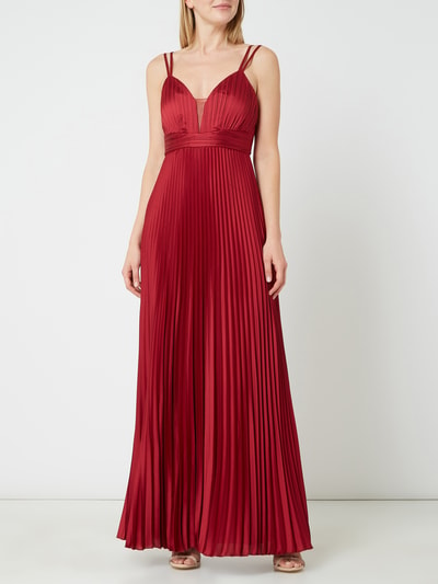 Jake*s Cocktail Abendkleid aus Satin mit Plisseefalten  Dunkelrot 1