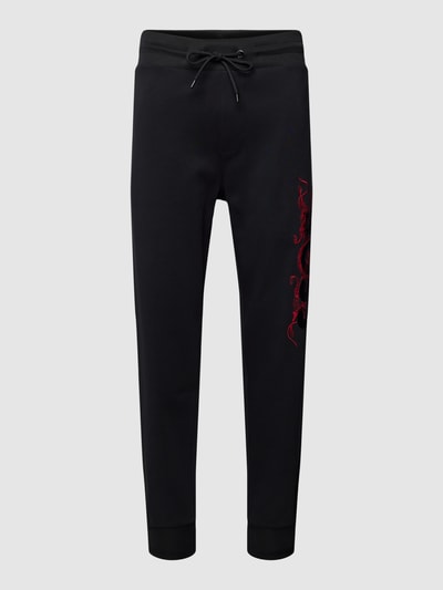 BOSS Sweatpants met motiefstitching, model 'Lamont' Zwart - 2