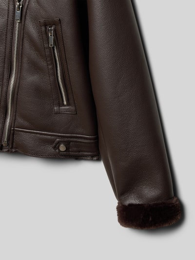 Only Regular fit jack in leerlook van teddybont, model 'STARRY' Donkerbruin - 2