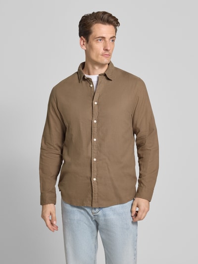 SELECTED HOMME Slim fit vrijetijdsoverhemd van puur katoen, model 'SLIMOWEN' Lichtbruin - 4