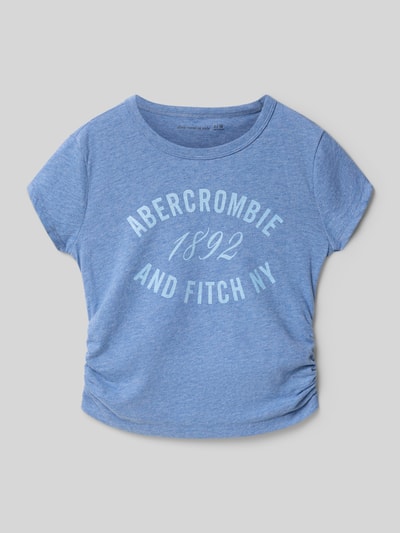 Abercrombie&Fitch regular fit T-shirt met rimpelingen Lichtblauw gemêleerd - 1