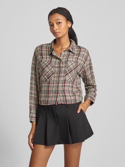 Only Korte overhemdblouse van pure viscose, model 'RILEY LIFE' Middengrijs - 4