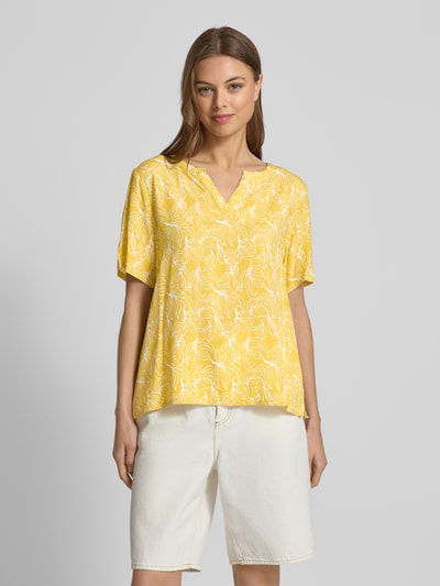 Christian Berg Woman Slim fit blouseshirt met tuniekkraag Mosterdgeel - 4