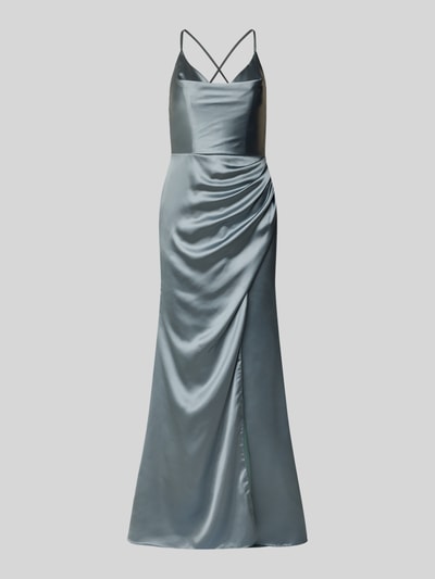 Produktfoto, Sukienka wieczorowa 'Abendkleid in Wickel-Optik' von Laona z satyny, dopasowany krój, jednokolorowy, kopertowy styl, wysoki rozporek, cienkie ramiączka, wszyty zamek błyskawiczny, dekolt w serek z drapowaniem, długość tyłu w rozmiarze 36: 183 cm, szerokość w rozmiarze 36: 40 cm