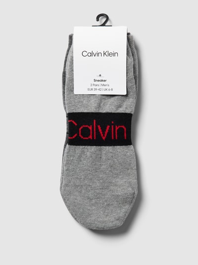 CK Calvin Klein Sneakersocken mit Label-Print im 2er-Pack Modell 'RIBBO' Mittelgrau 3