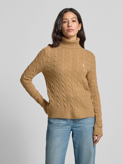 Polo Ralph Lauren Sweter z dzianiny o kroju regular fit z mieszanki bawełny i kaszmiru Camel melanż 4
