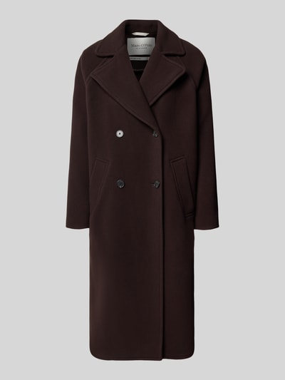 Marc O'Polo Regular fit lange wollen jas met dubbele knoopsluiting Donkerbruin - 2